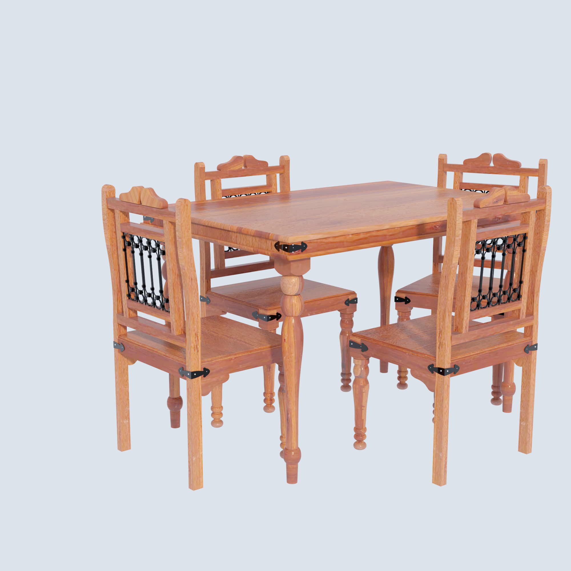 Florestawud Solid Sheesham Wood 4 Seater Dining Table Set – Honey Finish