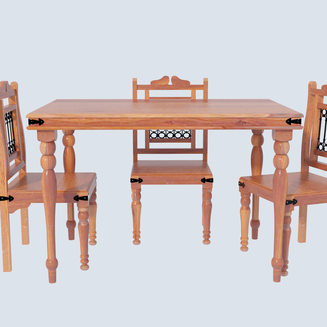 Florestawud Solid Sheesham Wood 4 Seater Dining Table Set – Honey Finish