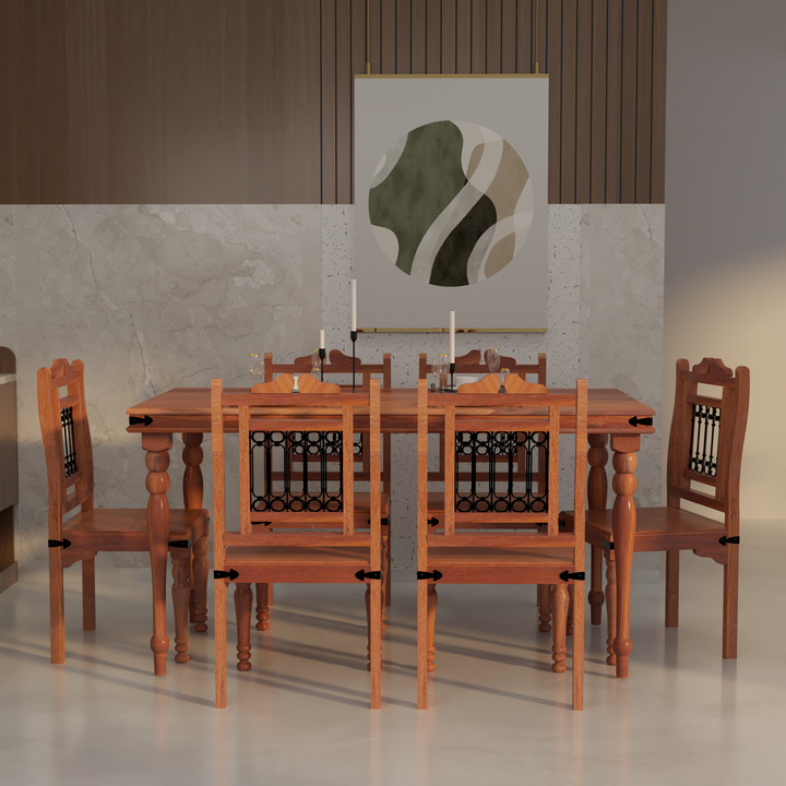 Florestawud Solid Sheesham Wood 4 Seater Dining Table Set – Honey Finish