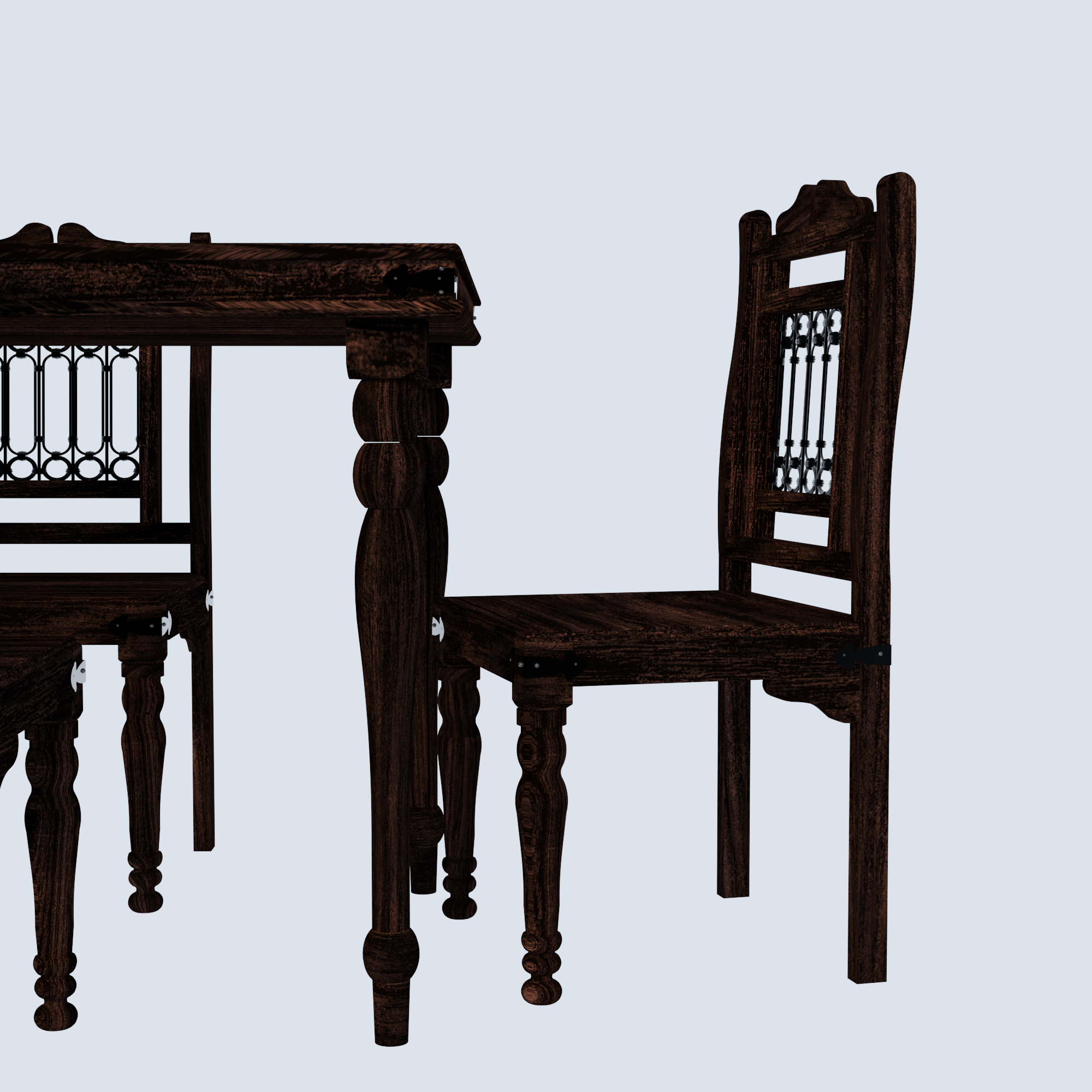 Florestawud Solid Sheesham Wood 4 Seater Dining Table Set – Walnut Finish