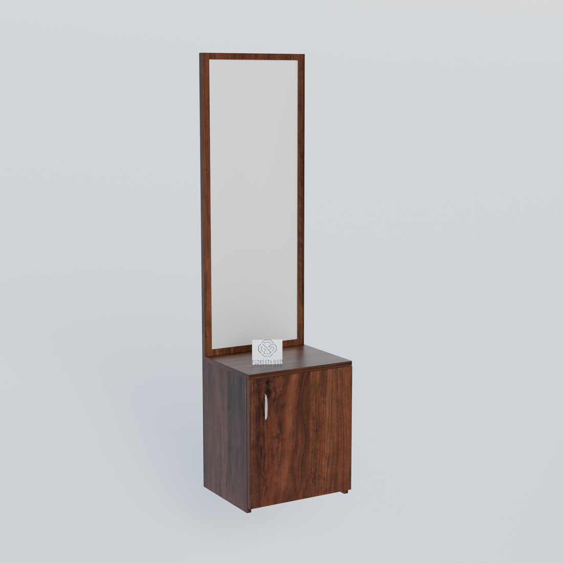 Florestawud Wooden Dressing Table with Full-Length Mirror & Storage Cabinet – Brown Finish