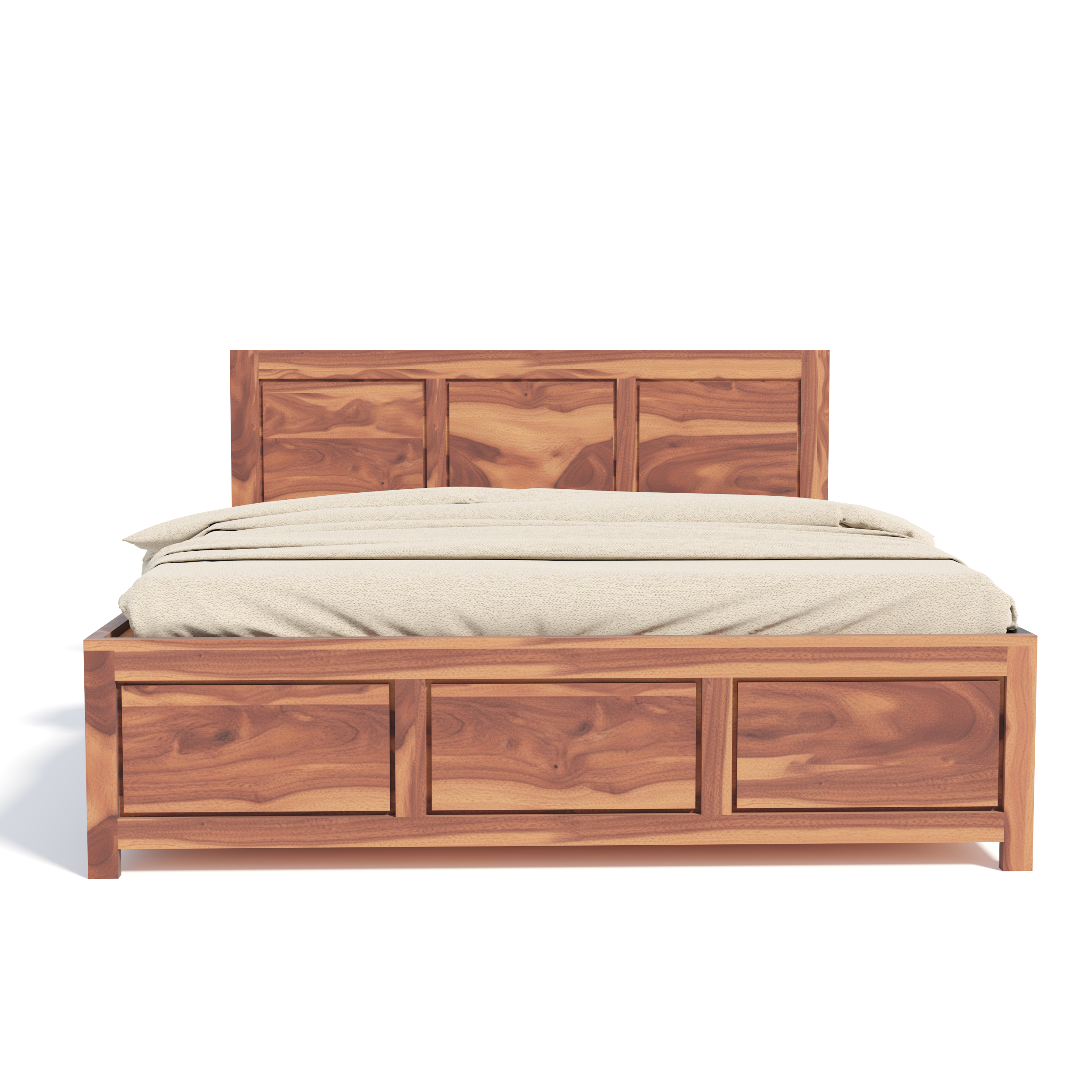 Florestawud Solid Sheesham Wood Bed with Storage – Honey Finish