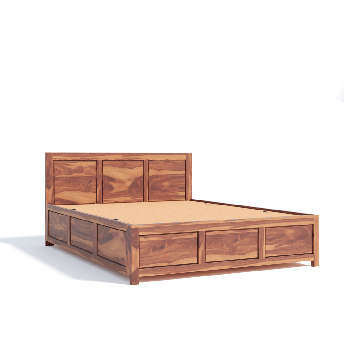 Florestawud Solid Sheesham Wood Bed with Storage – Honey Finish