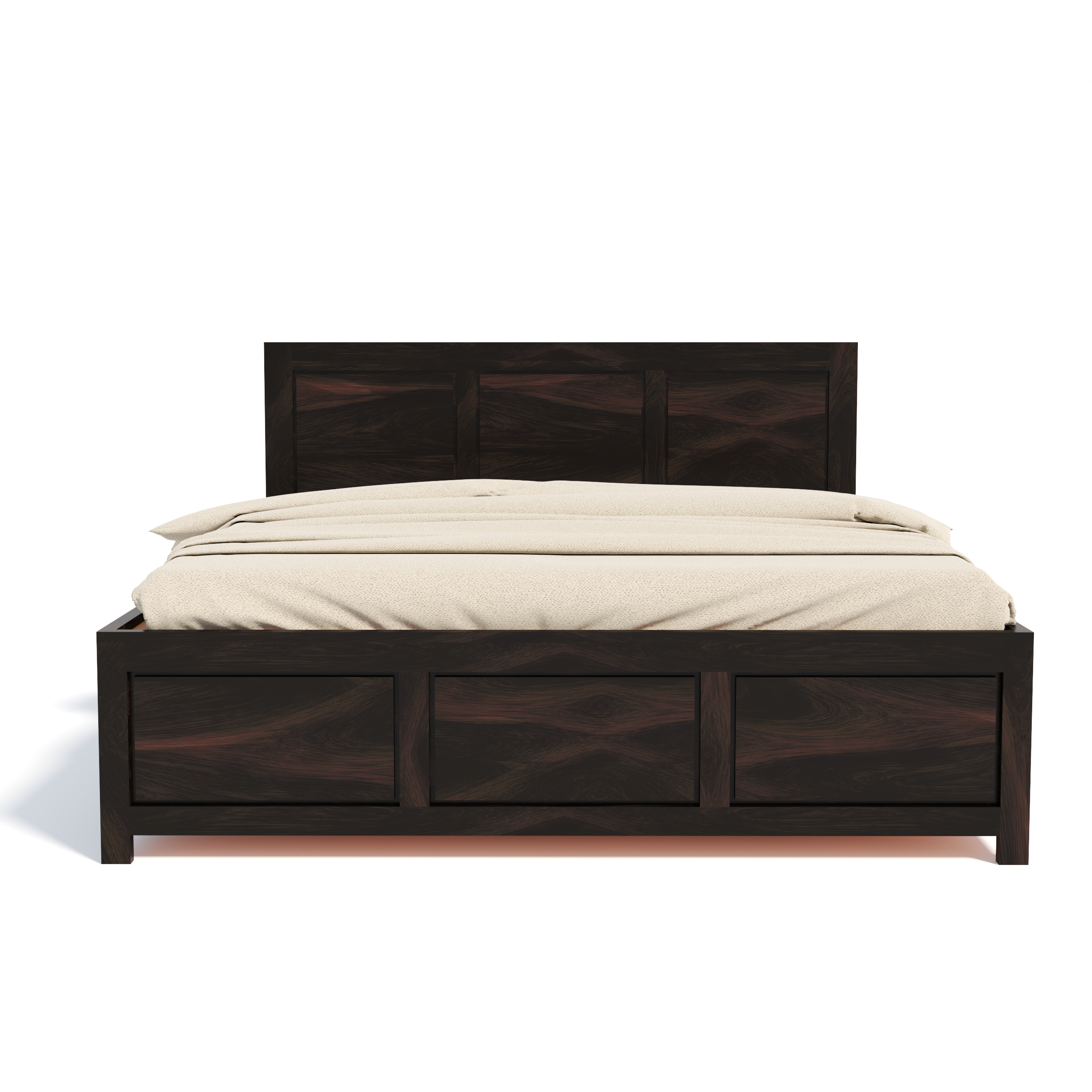 Florestawud Solid Sheesham Wood Bed with Storage – Walnut Finish