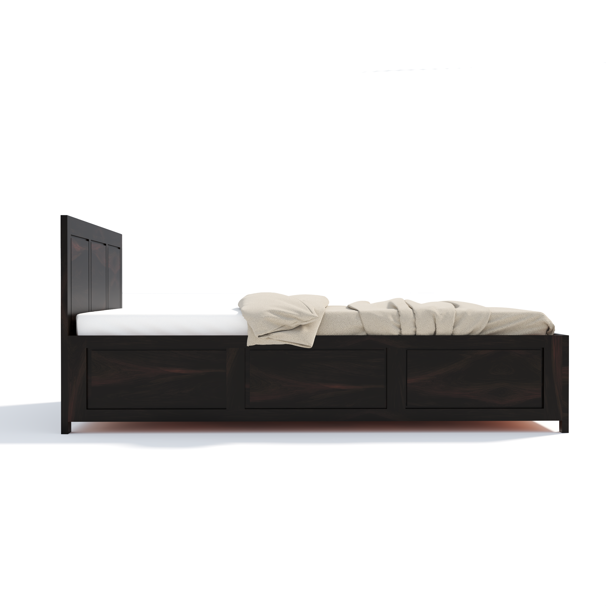 Florestawud Solid Sheesham Wood Bed with Storage – Walnut Finish