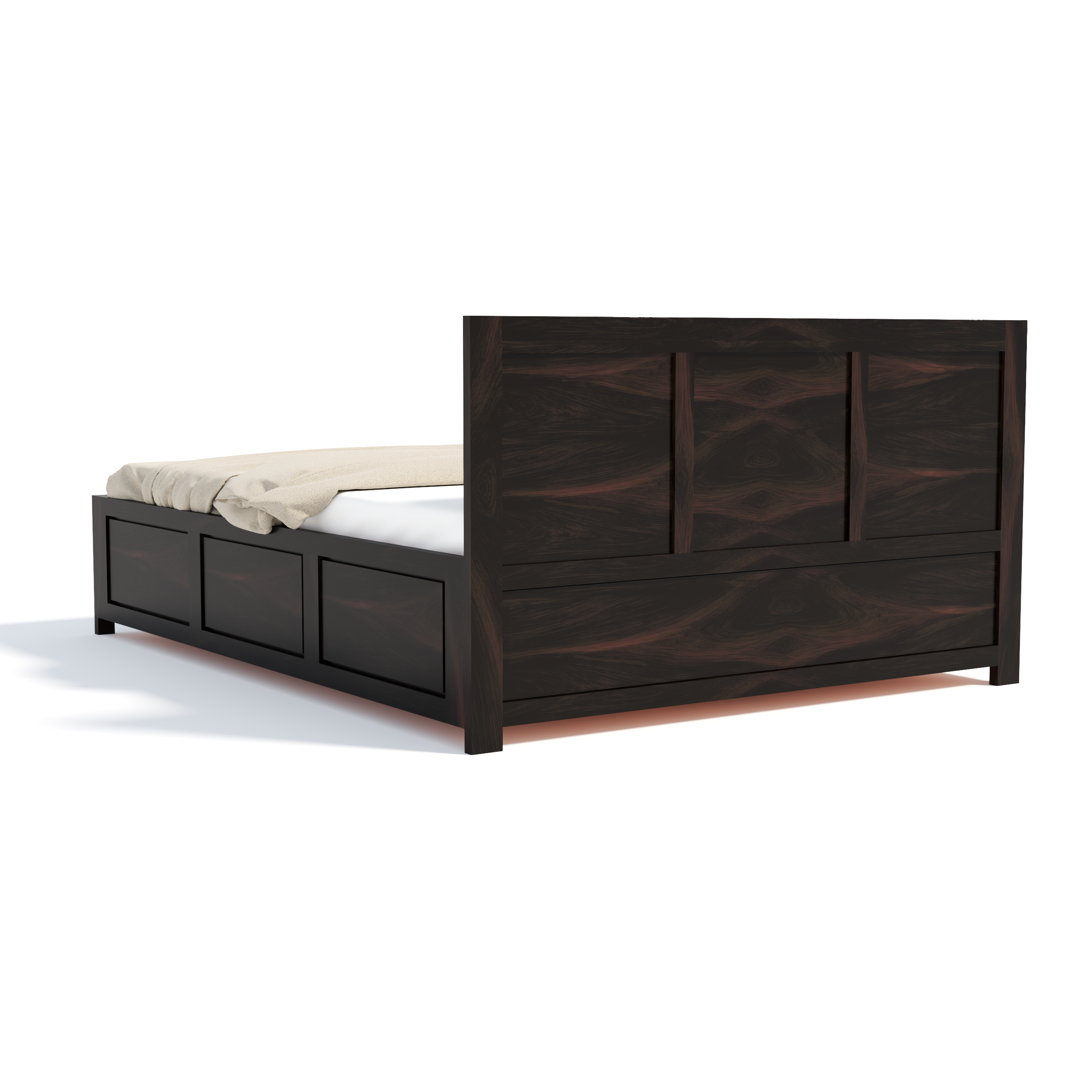Florestawud Solid Sheesham Wood Bed with Storage – Walnut Finish