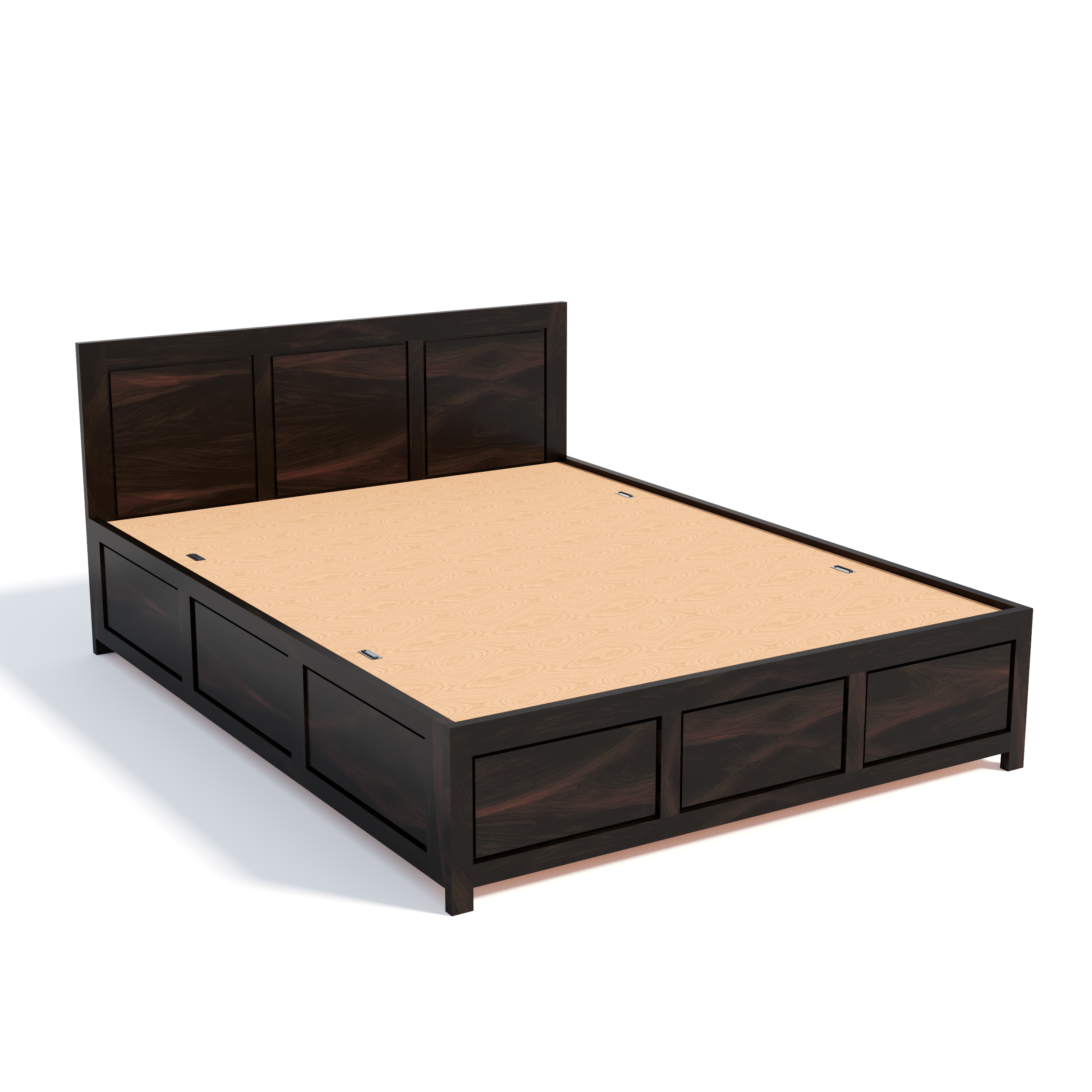 Florestawud Solid Sheesham Wood Bed with Storage – Walnut Finish