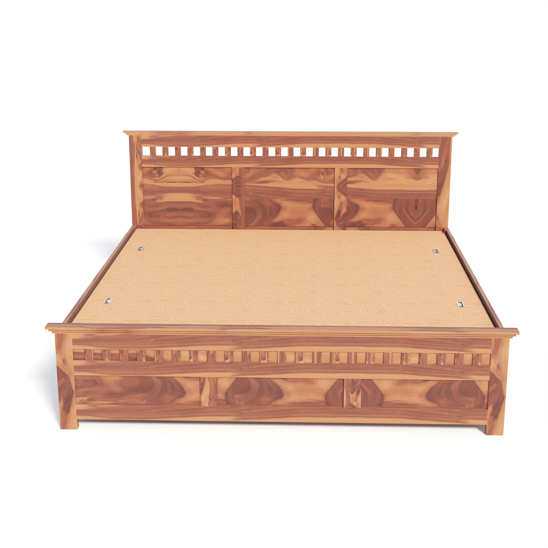 Florestawud Solid Sheesham Wood King Size Bed with Storage – Honey Finish