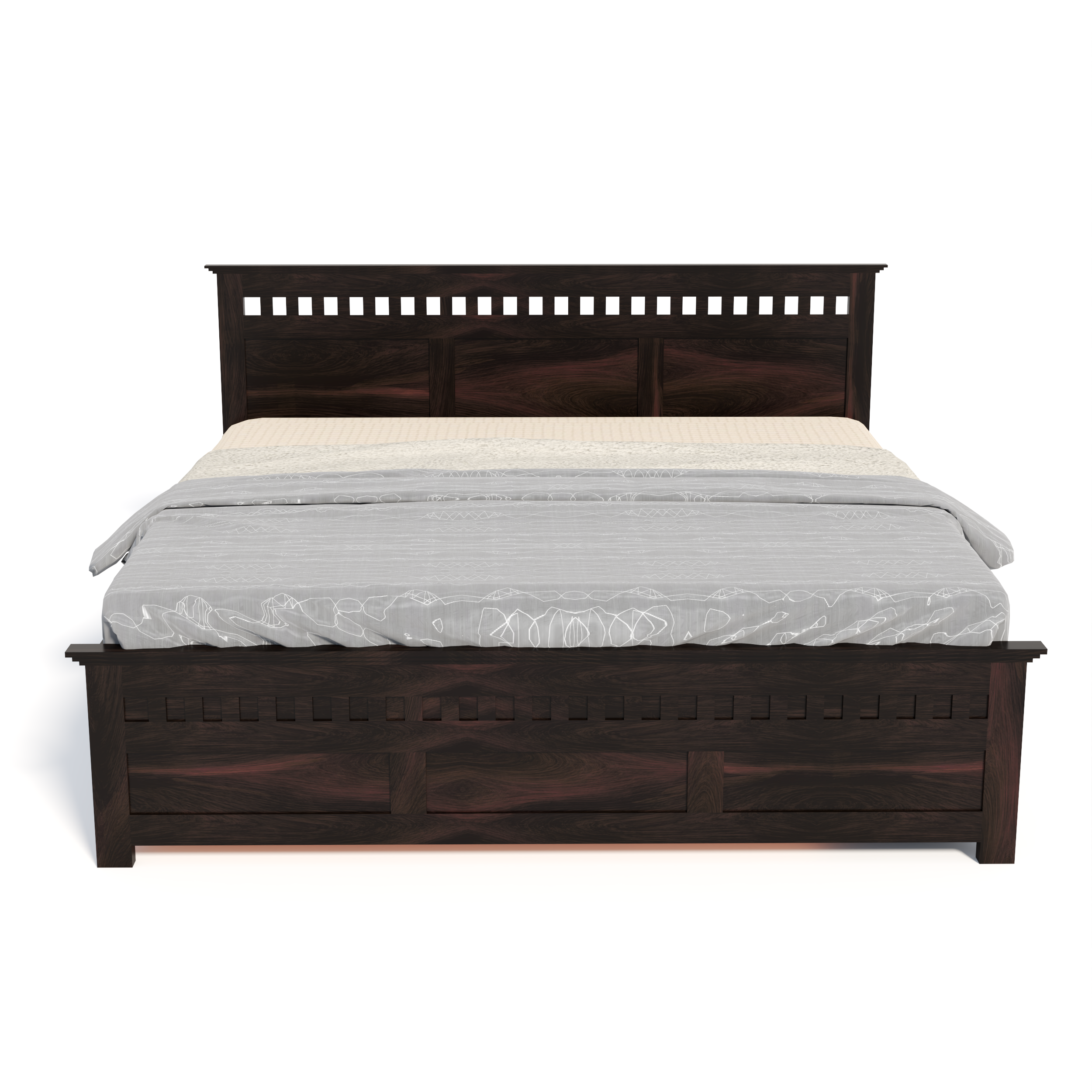 Florestawud Solid Sheesham Wood King Size Hydraulic Storage Bed – Walnut Finish