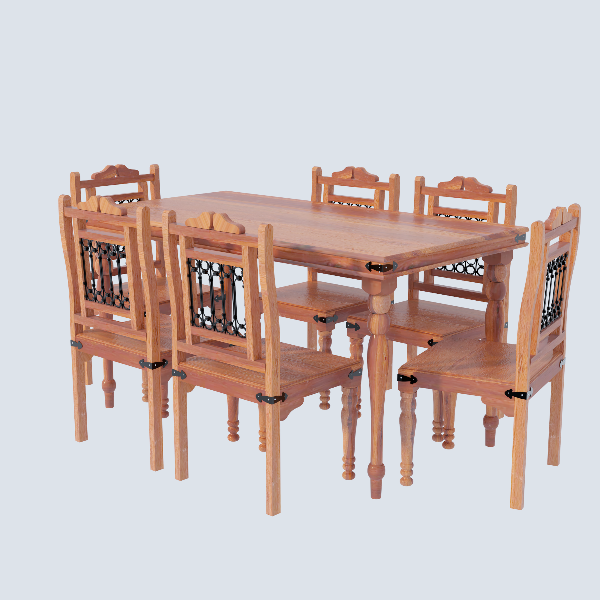 Florestawud Solid Sheesham Wood 6 Seater Dining Table Set – Honey Finish