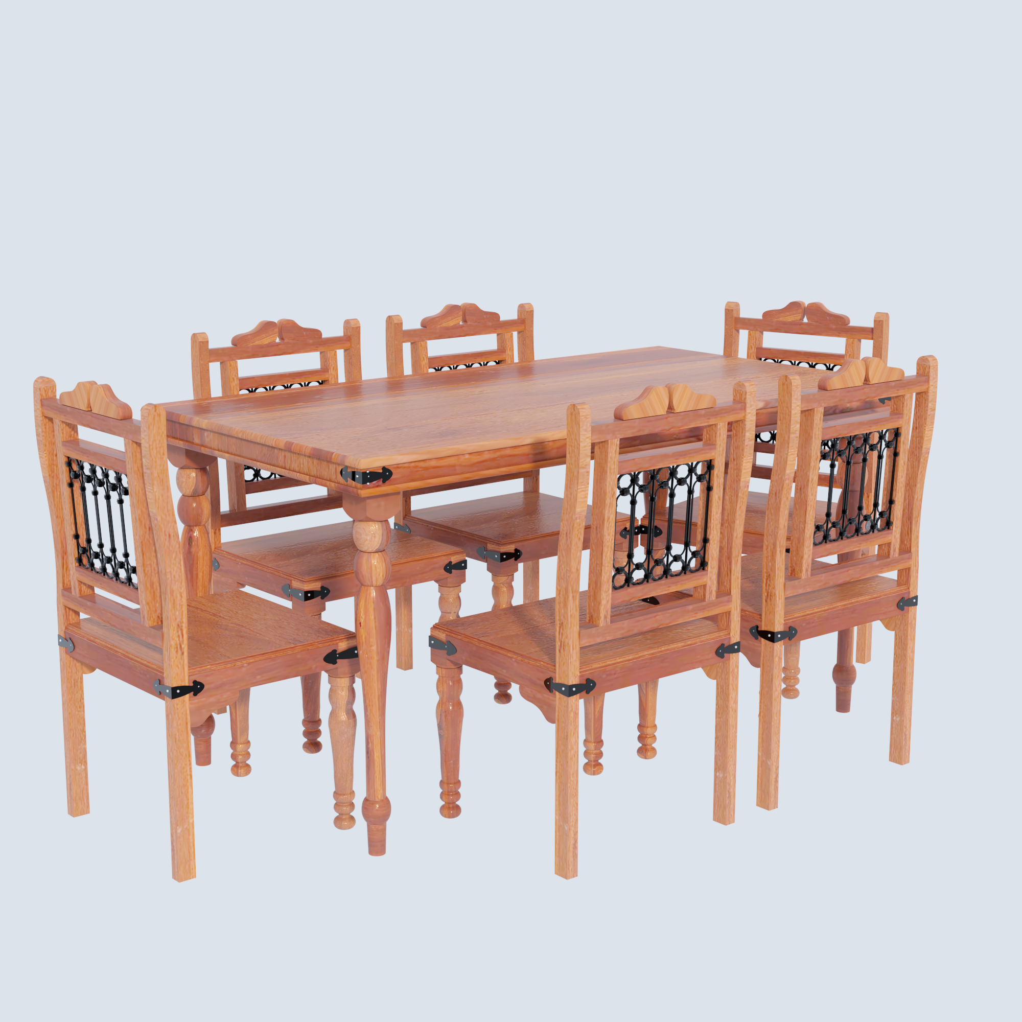 Florestawud Solid Sheesham Wood 6 Seater Dining Table Set – Honey Finish
