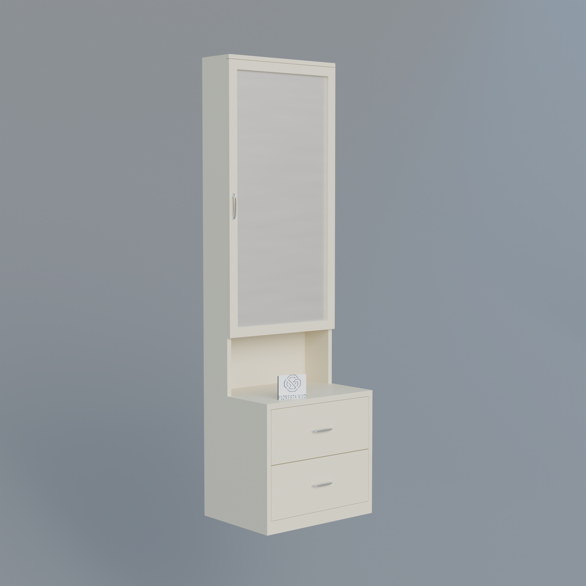 Engineered Wood Dressing Table with Mirror – White