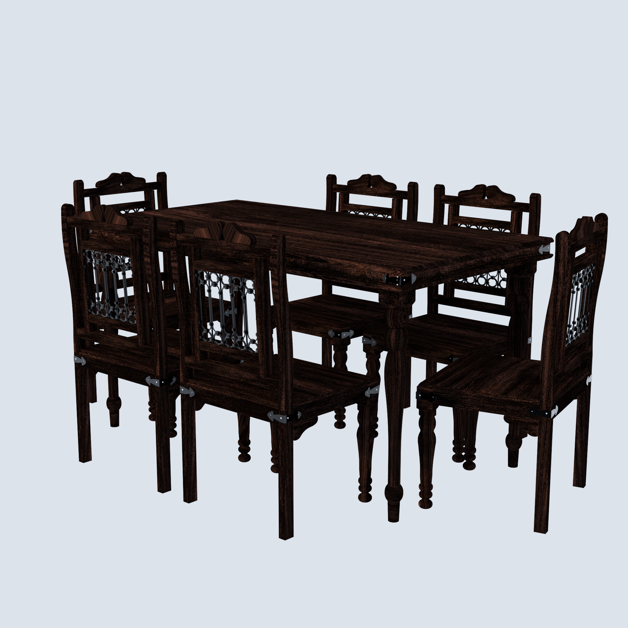 Florestawud Solid Sheesham Wood 6 Seater Dining Table Set – Walnut Finish