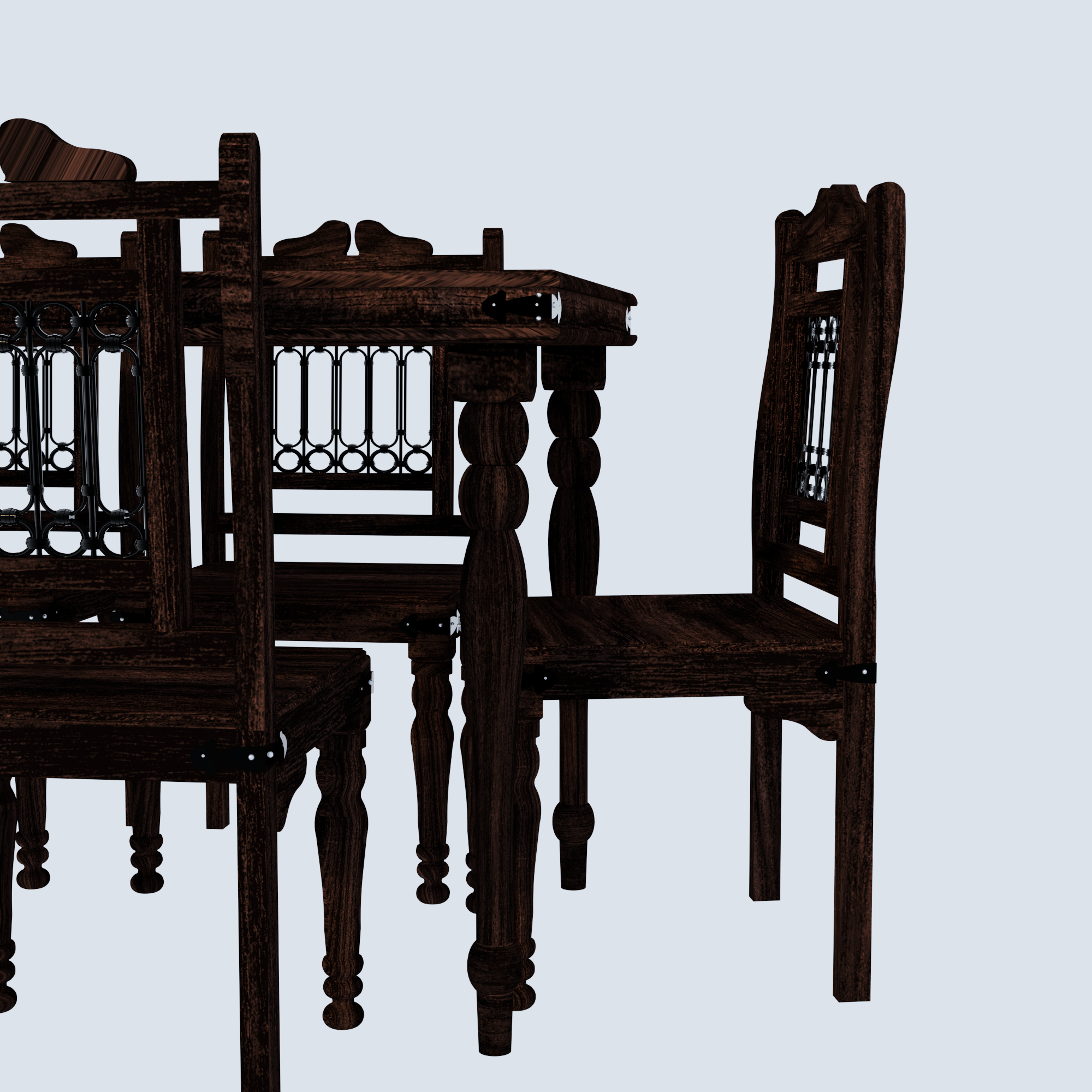 Florestawud Solid Sheesham Wood 6 Seater Dining Table Set – Walnut Finish
