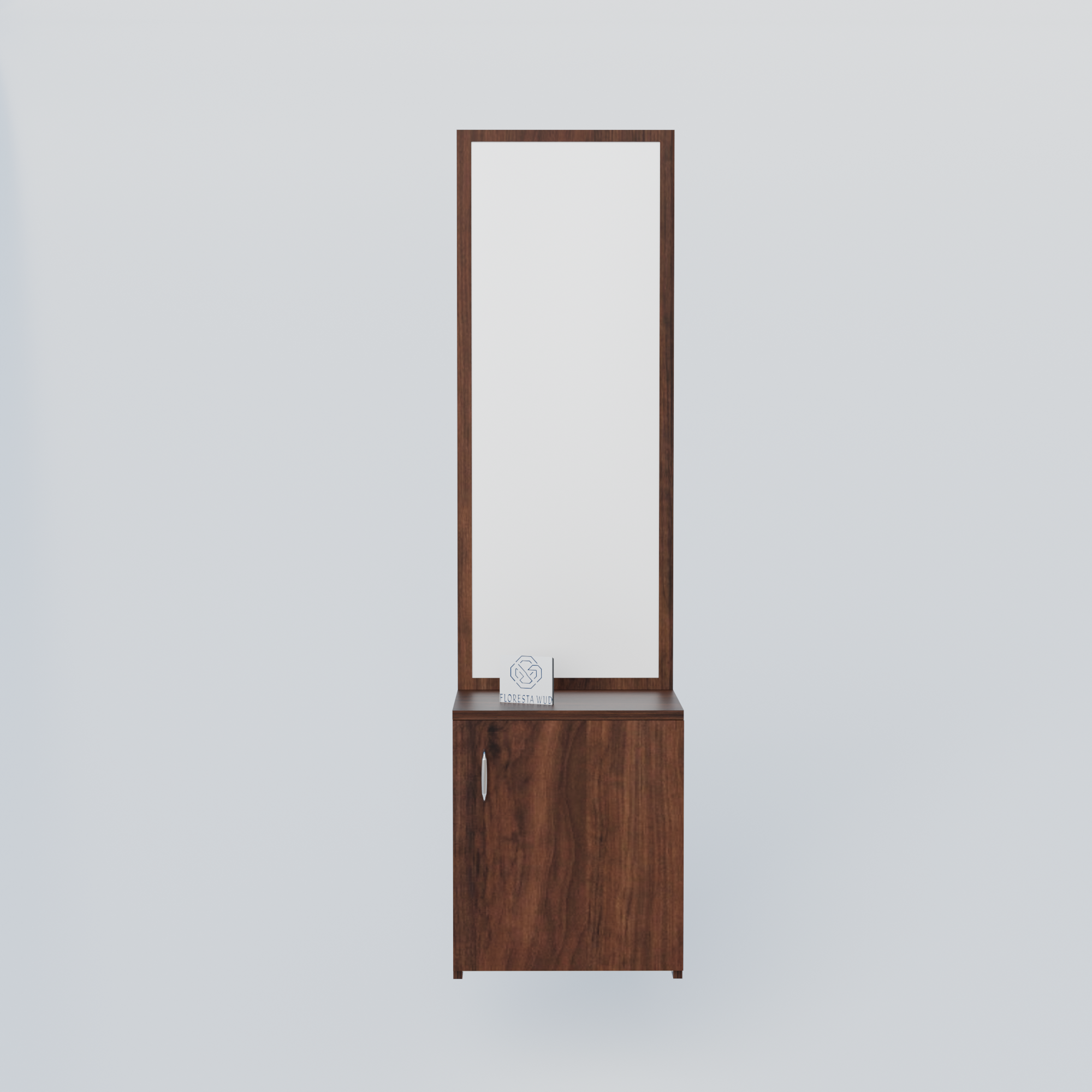 Florestawud Wooden Dressing Table with Full-Length Mirror & Storage Cabinet – Brown Finish