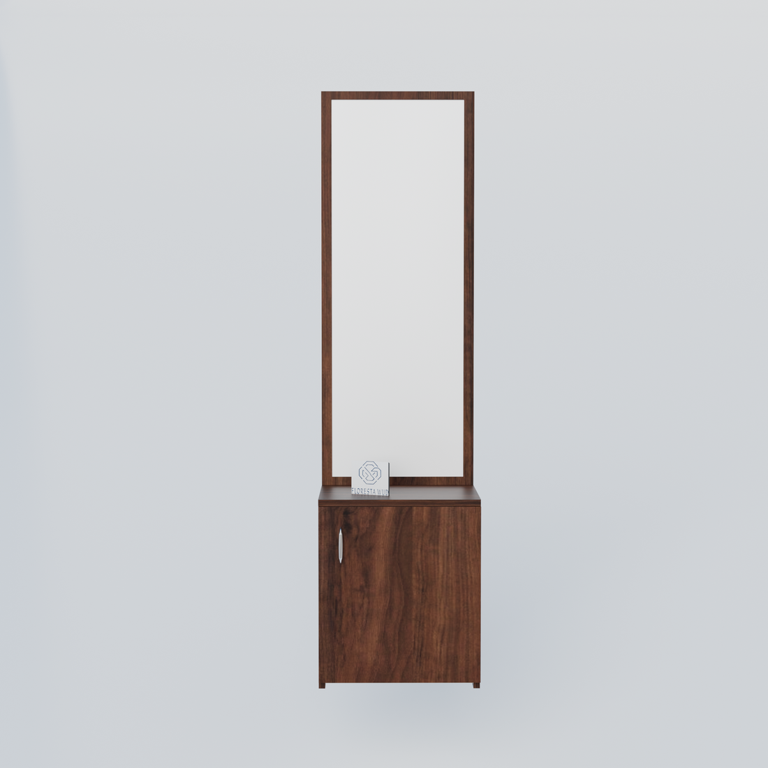 Florestawud Wooden Dressing Table with Full-Length Mirror & Storage Cabinet – Brown Finish