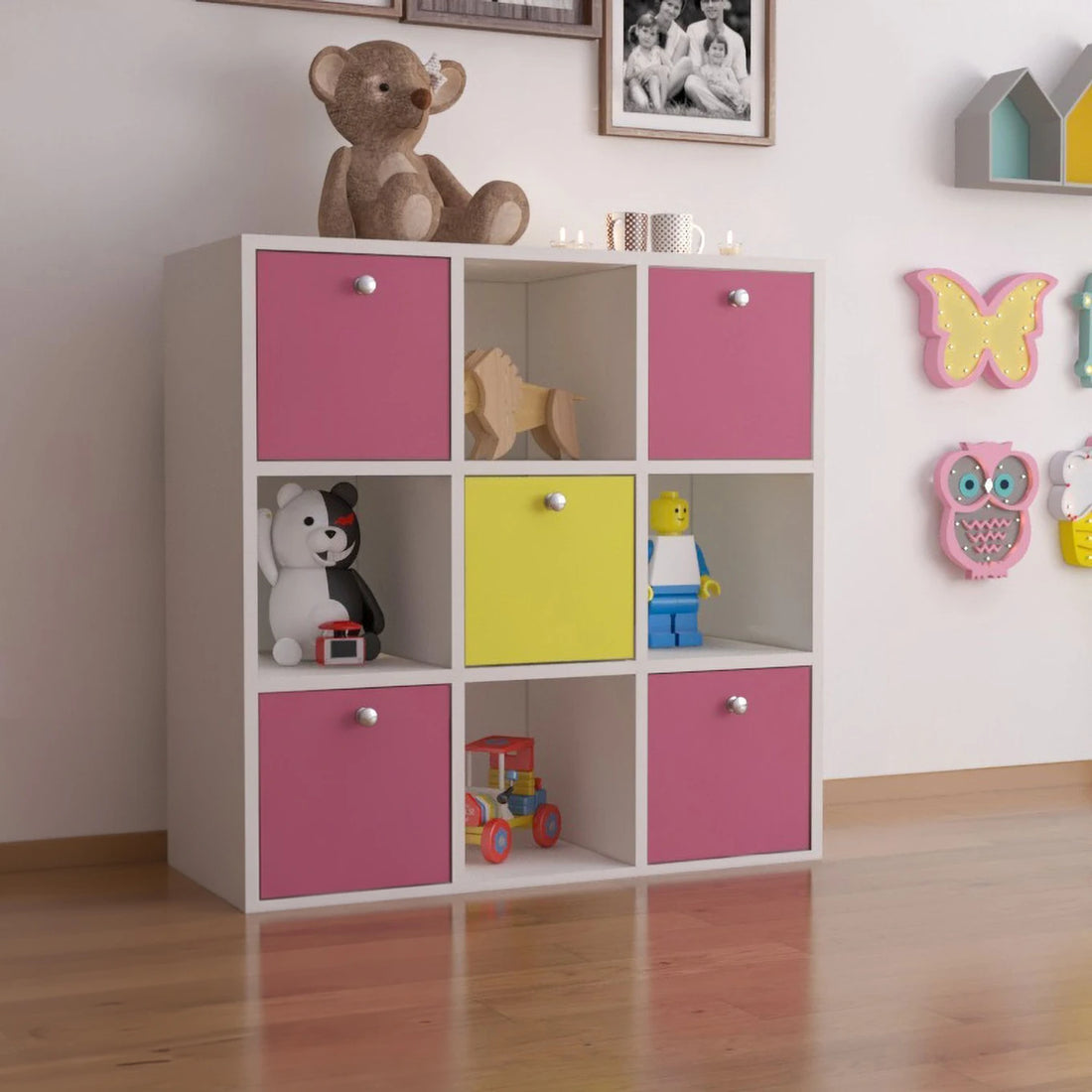 Floresta Wud Kids Storage Organizer Cabinet (White & Pink)