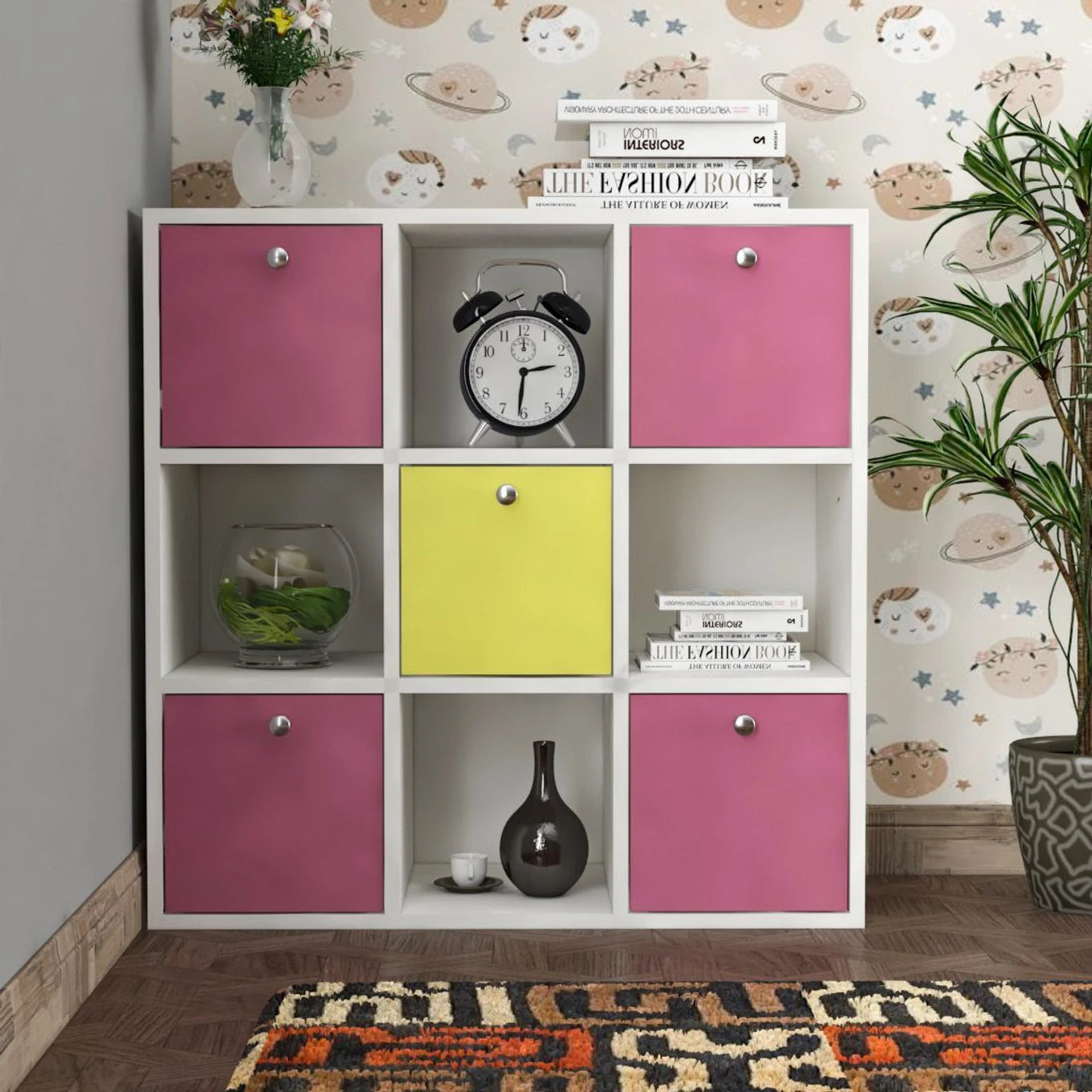 Floresta Wud Kids Storage Organizer Cabinet (White & Pink)