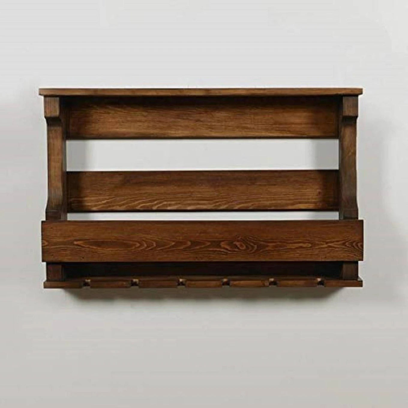 Premium Wooden Wall Mounted Wine Rack with Glass Holder
