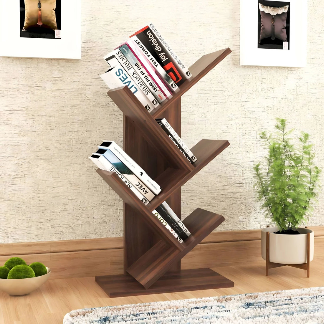 Floresta Wud Engineered Wood Tree Bookshelf (Walnut Finish)