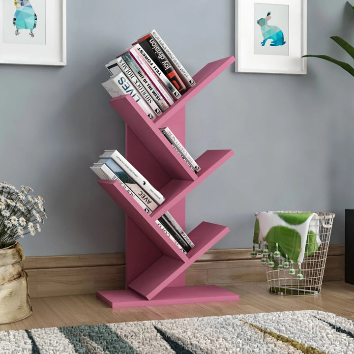 Floresta Wud Engineered Wood Tree Bookshelf (Pink Finish)