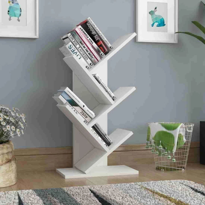 Floresta Wud Engineered Wood Tree Bookshelf (White Finish)