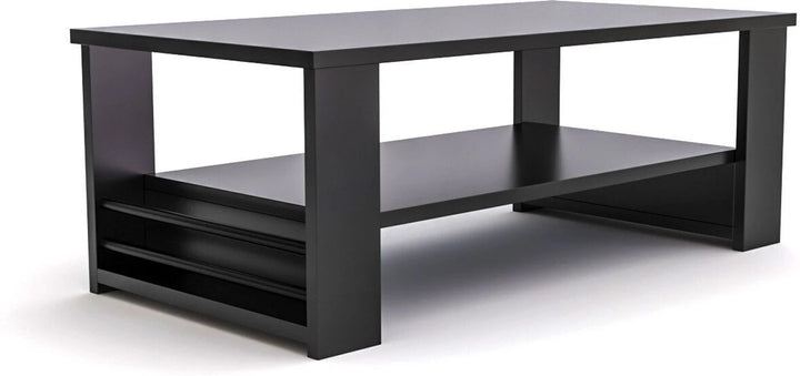 Floresta Wud Engineered Wood Coffee Table with Storage (Black Finish)