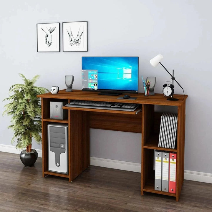 Floresta Wud Computer Study Desk with Shelves (Teak Finish)
