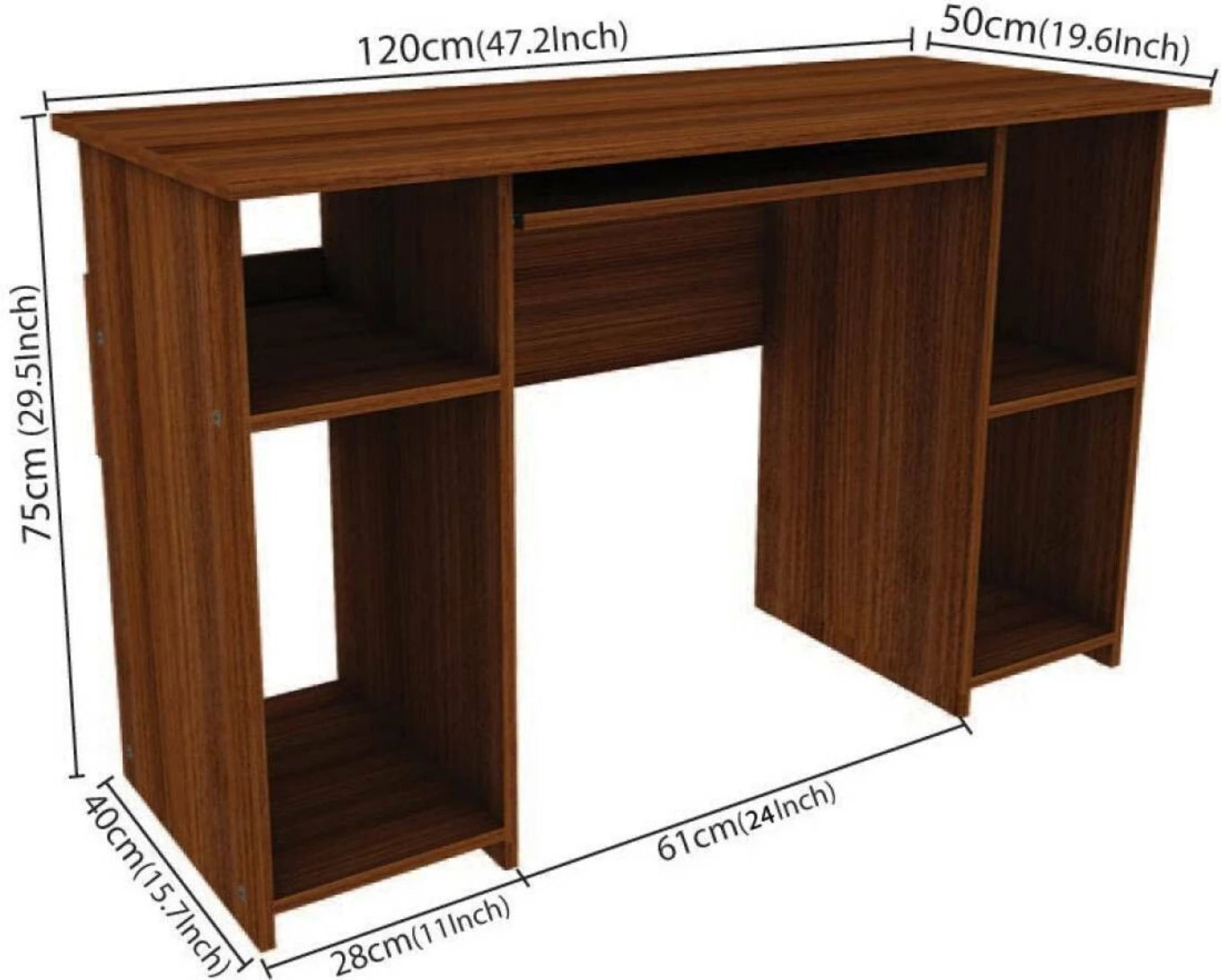 Floresta Wud Computer Study Desk with Shelves (Teak Finish)