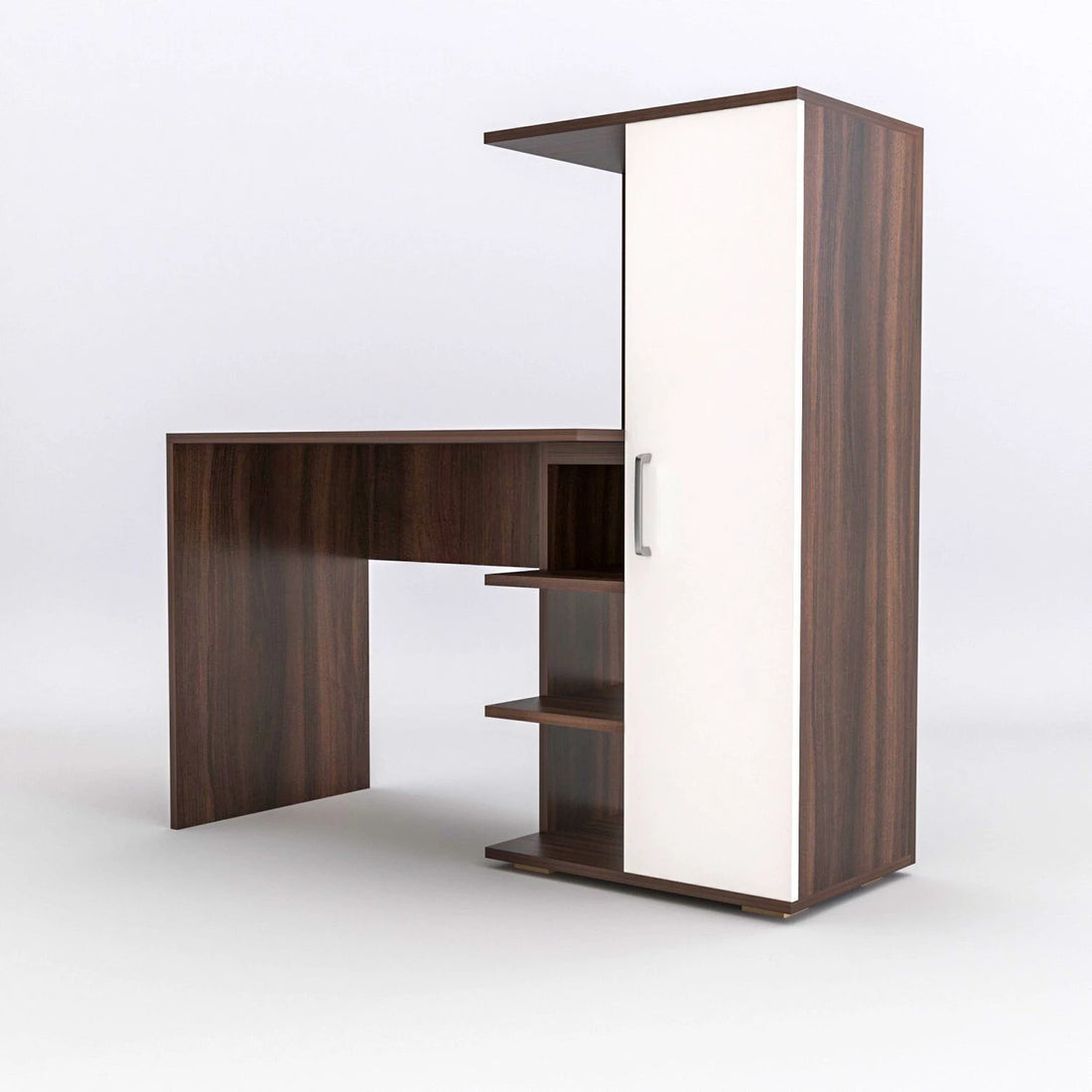 Floresta Wud Study Desk with Storage Cabinet (Walnut & White Finish)