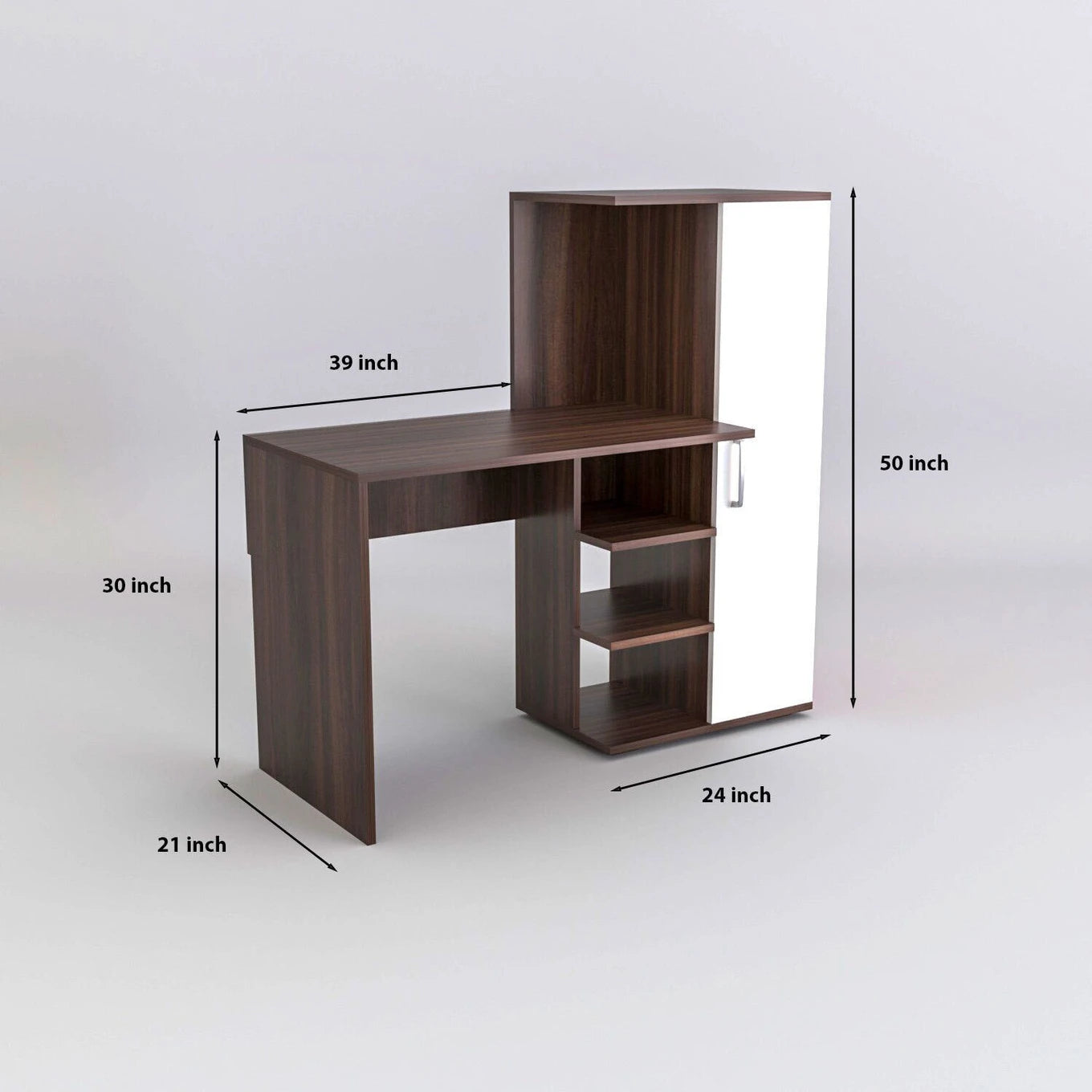 Floresta Wud Study Desk with Storage Cabinet (Walnut & White Finish)
