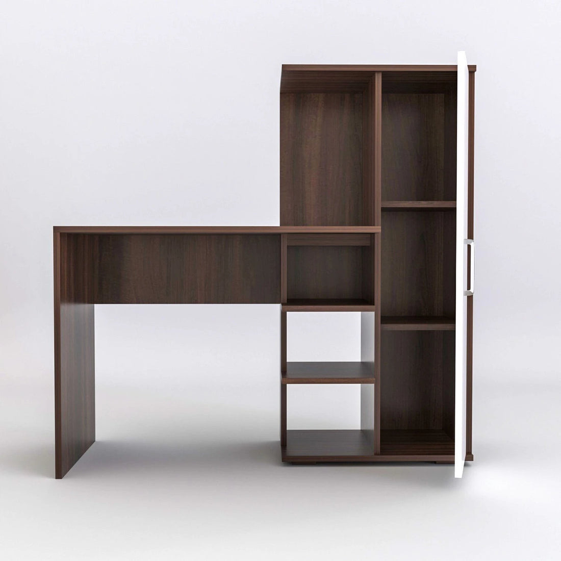 Floresta Wud Study Desk with Storage Cabinet (Walnut & White Finish)