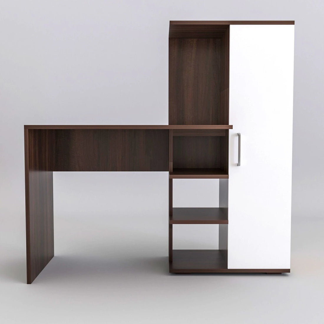 Floresta Wud Study Desk with Storage Cabinet (Walnut & White Finish)