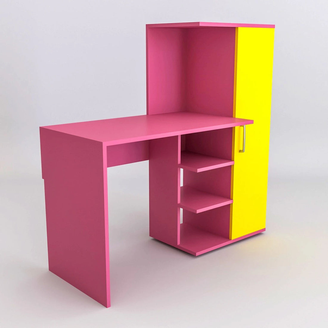 Floresta Wud Kids Study Desk with Storage Cabinet (Pink & Yellow Finish)