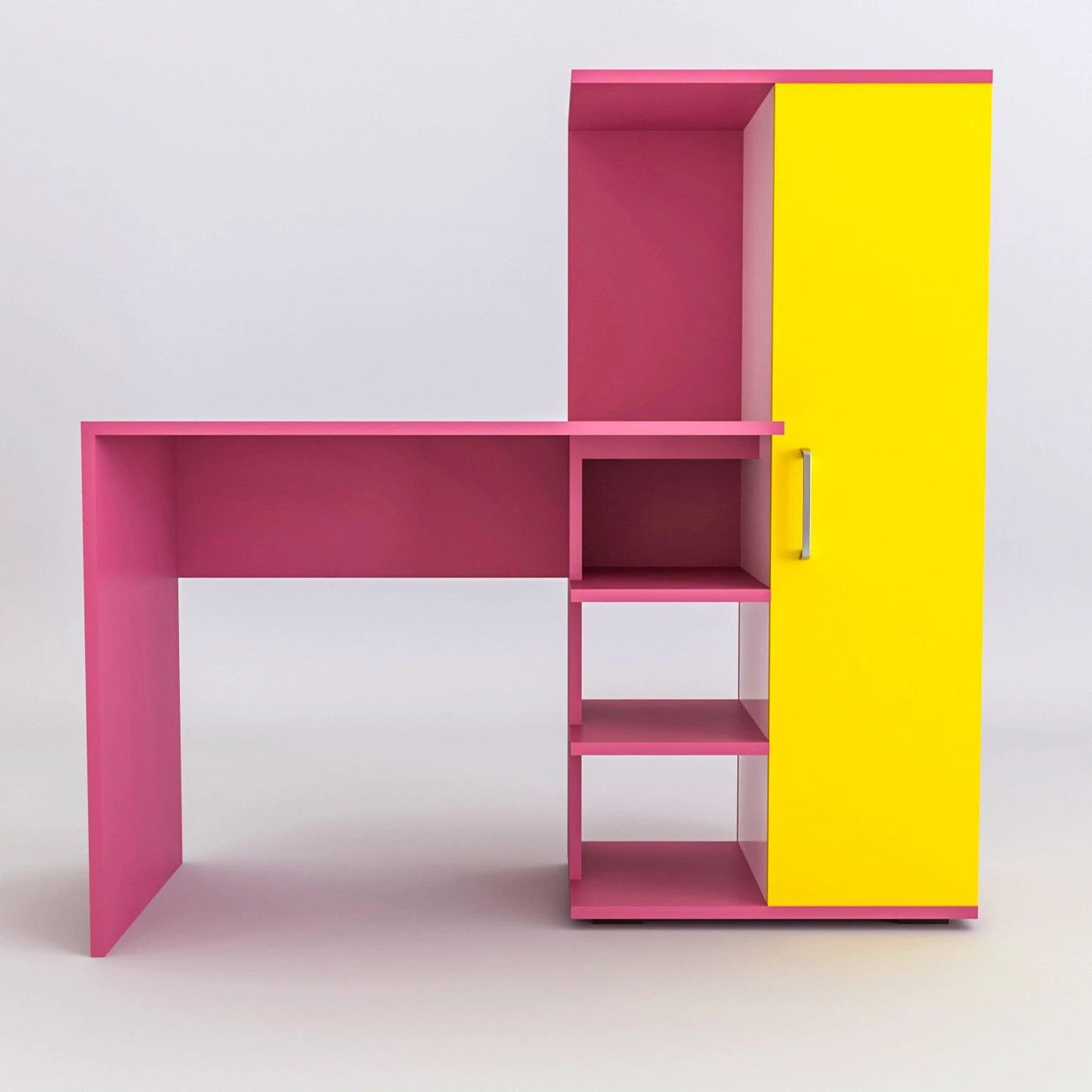 Floresta Wud Kids Study Desk with Storage Cabinet (Pink & Yellow Finish)