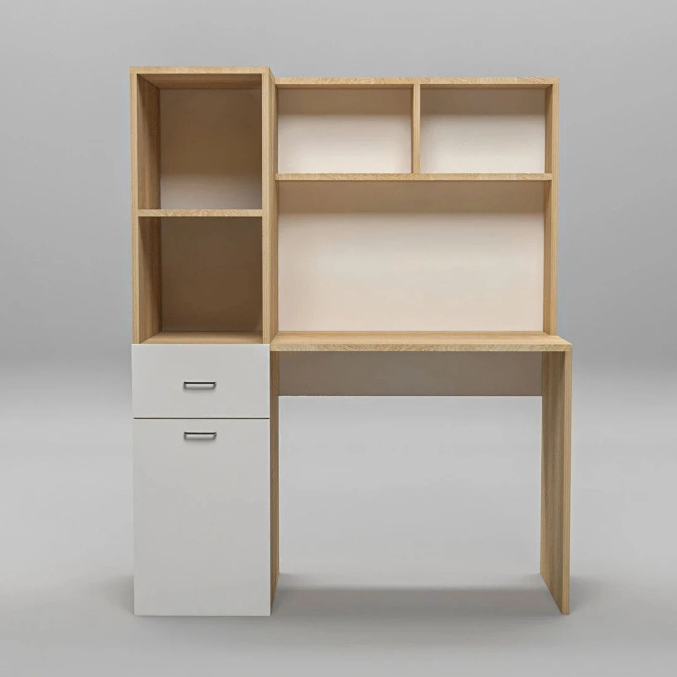 Floresta Wud Study Table with Bookshelf (White Finish)