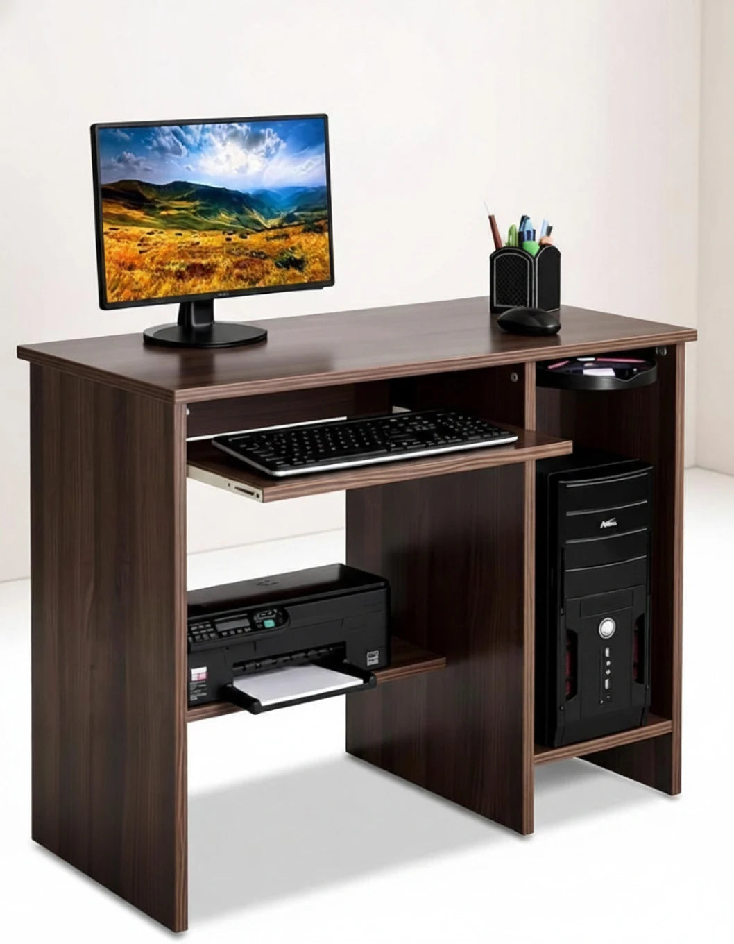 Floresta Wud Computer Desk with Keyboard Tray (Natural Finish)