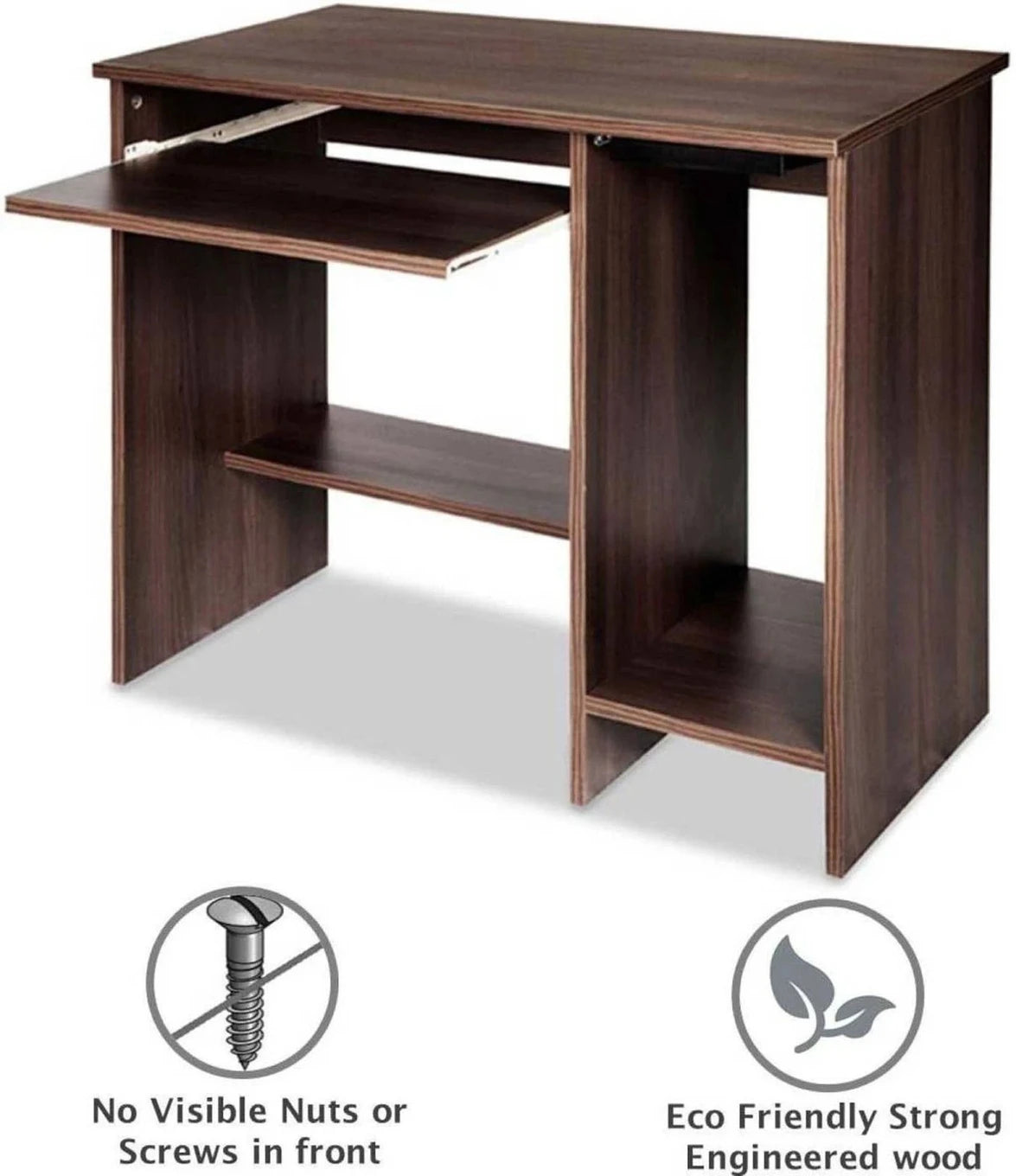 Floresta Wud Computer Desk with Keyboard Tray (Natural Finish)