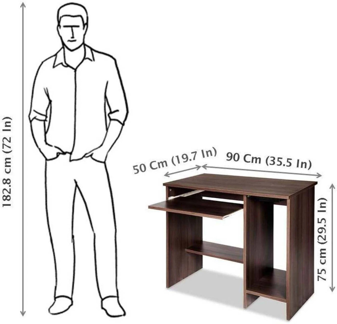 Floresta Wud Computer Desk with Keyboard Tray (Natural Finish)