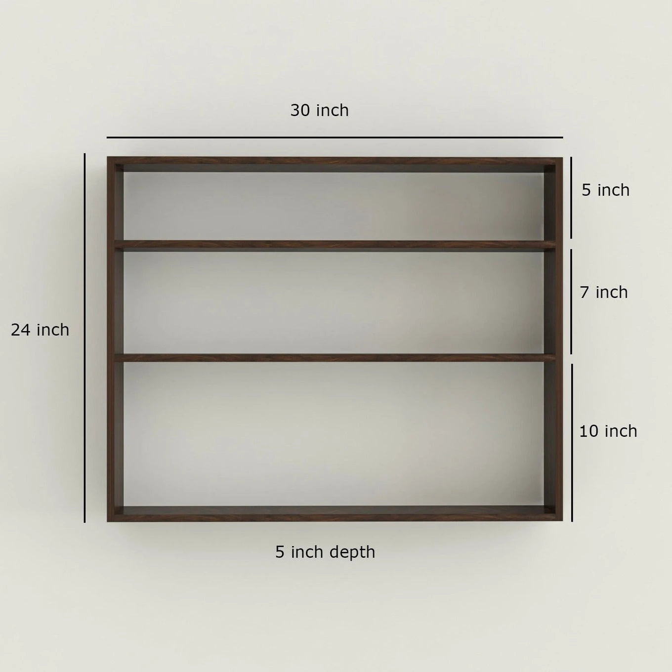 Modern Wooden Wall Mounted Display Shelf with 3 Tier Storage