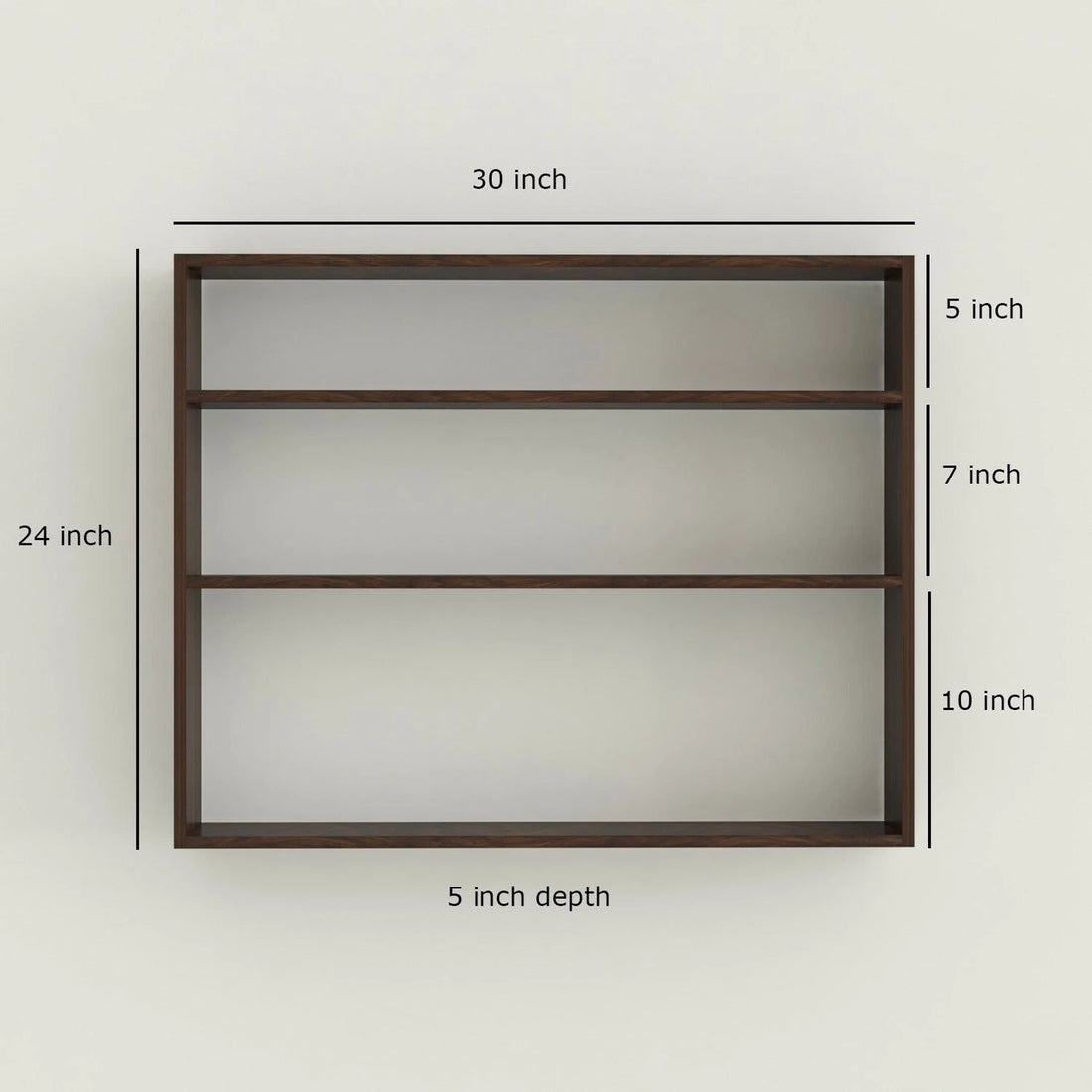 Modern Wooden Wall Mounted Display Shelf with 3 Tier Storage