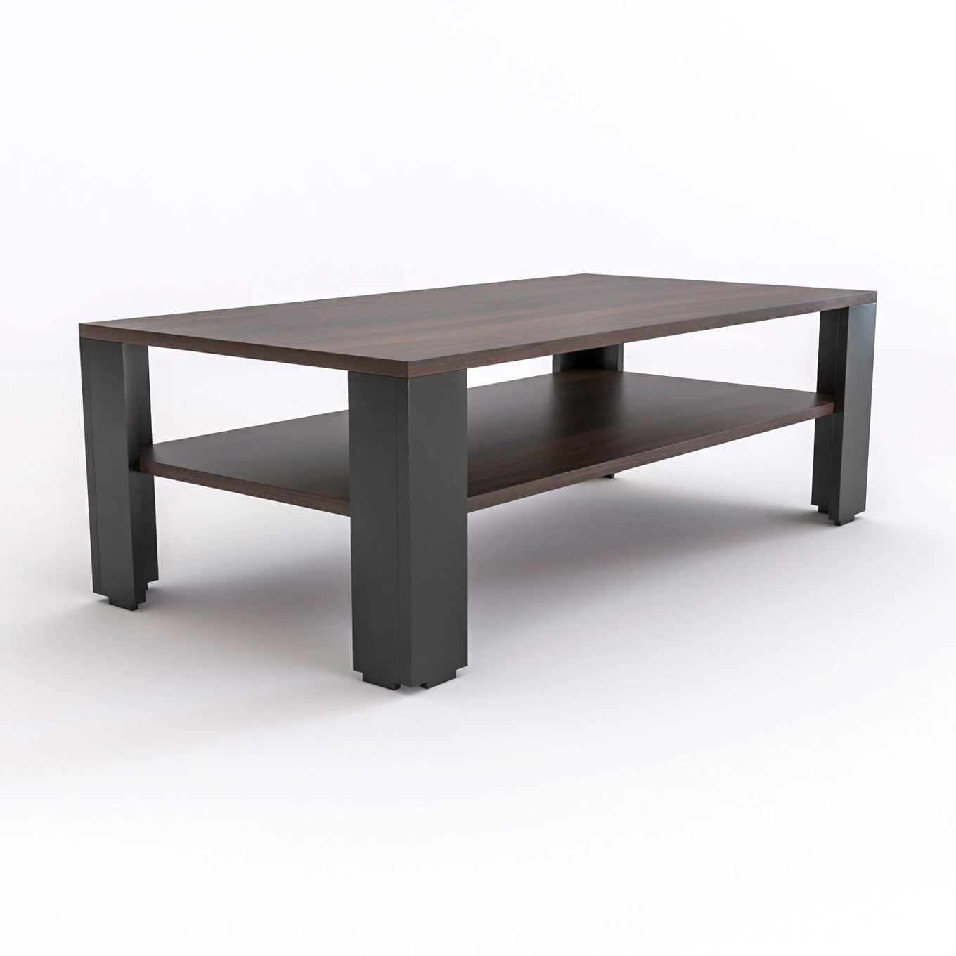 Modern Wooden Coffee Table with Open Storage Shelf