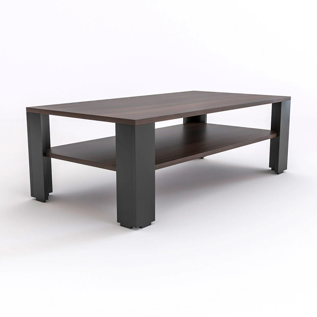 Modern Wooden Coffee Table with Open Storage Shelf
