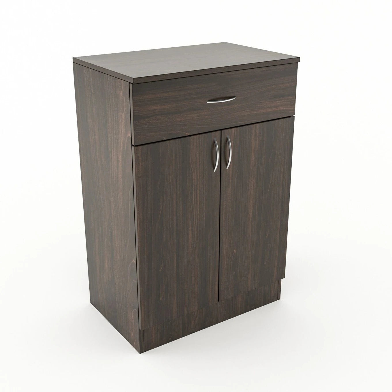 Modern Wooden Shoe Cabinet with Drawer & 2 Door Storage - Dark Walnut Finish