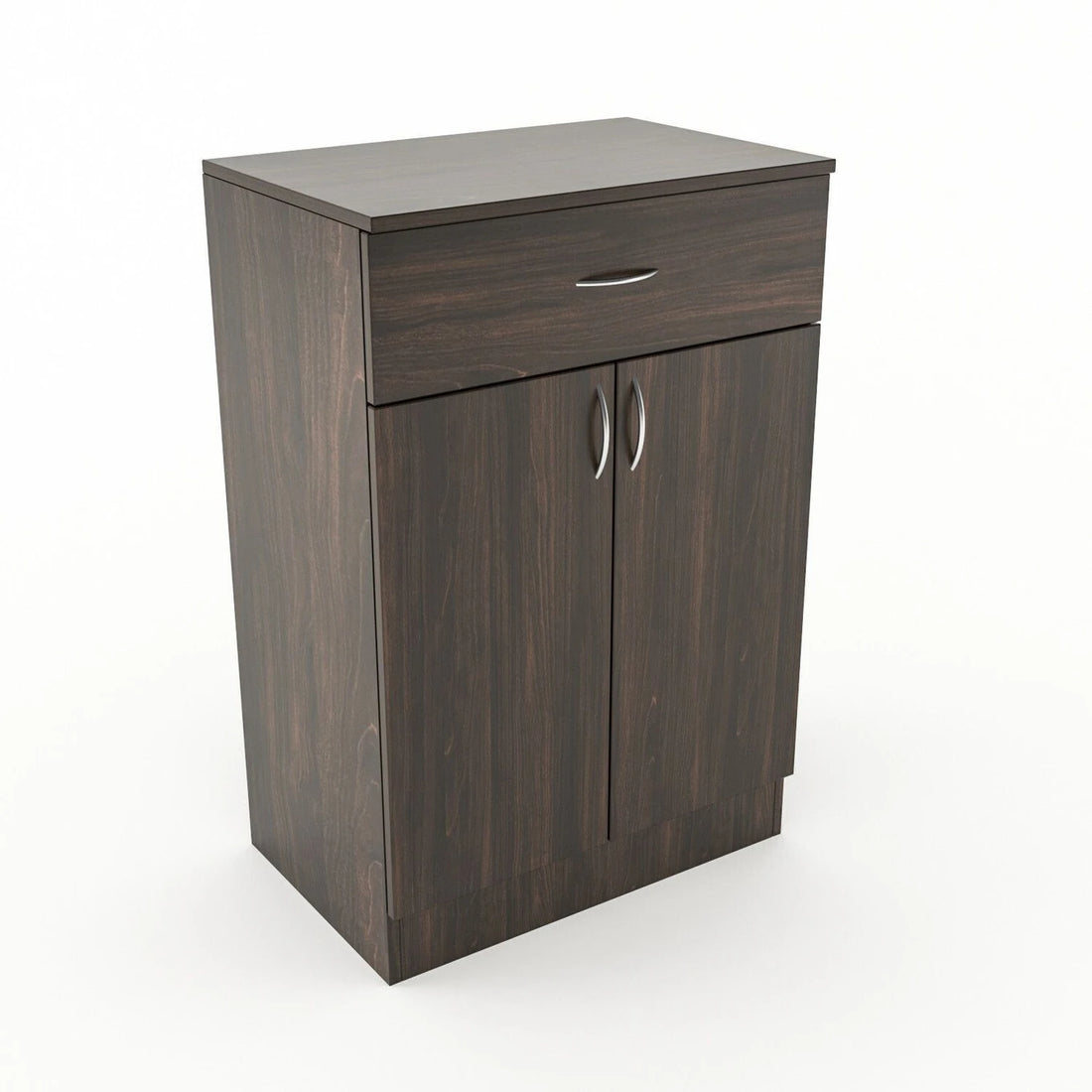Modern Wooden Shoe Cabinet with Drawer & 2 Door Storage - Dark Walnut Finish