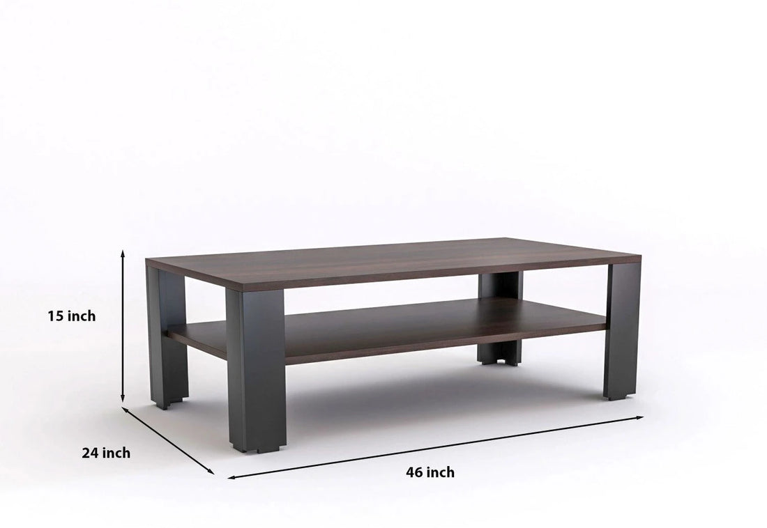 Modern Wooden Coffee Table with Open Storage Shelf
