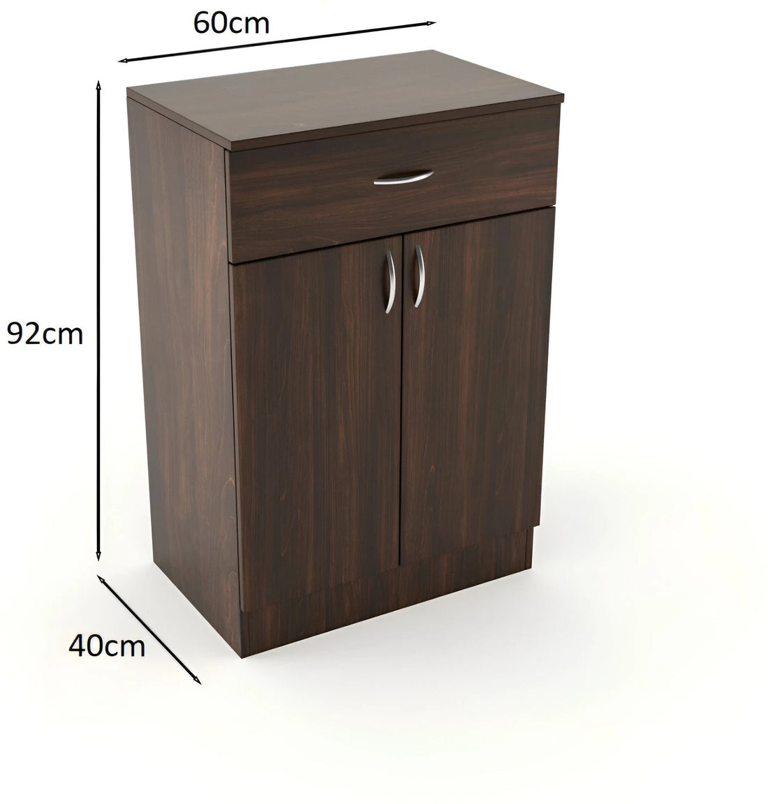 Modern Wooden Shoe Cabinet with Drawer & 2 Door Storage - Dark Walnut Finish