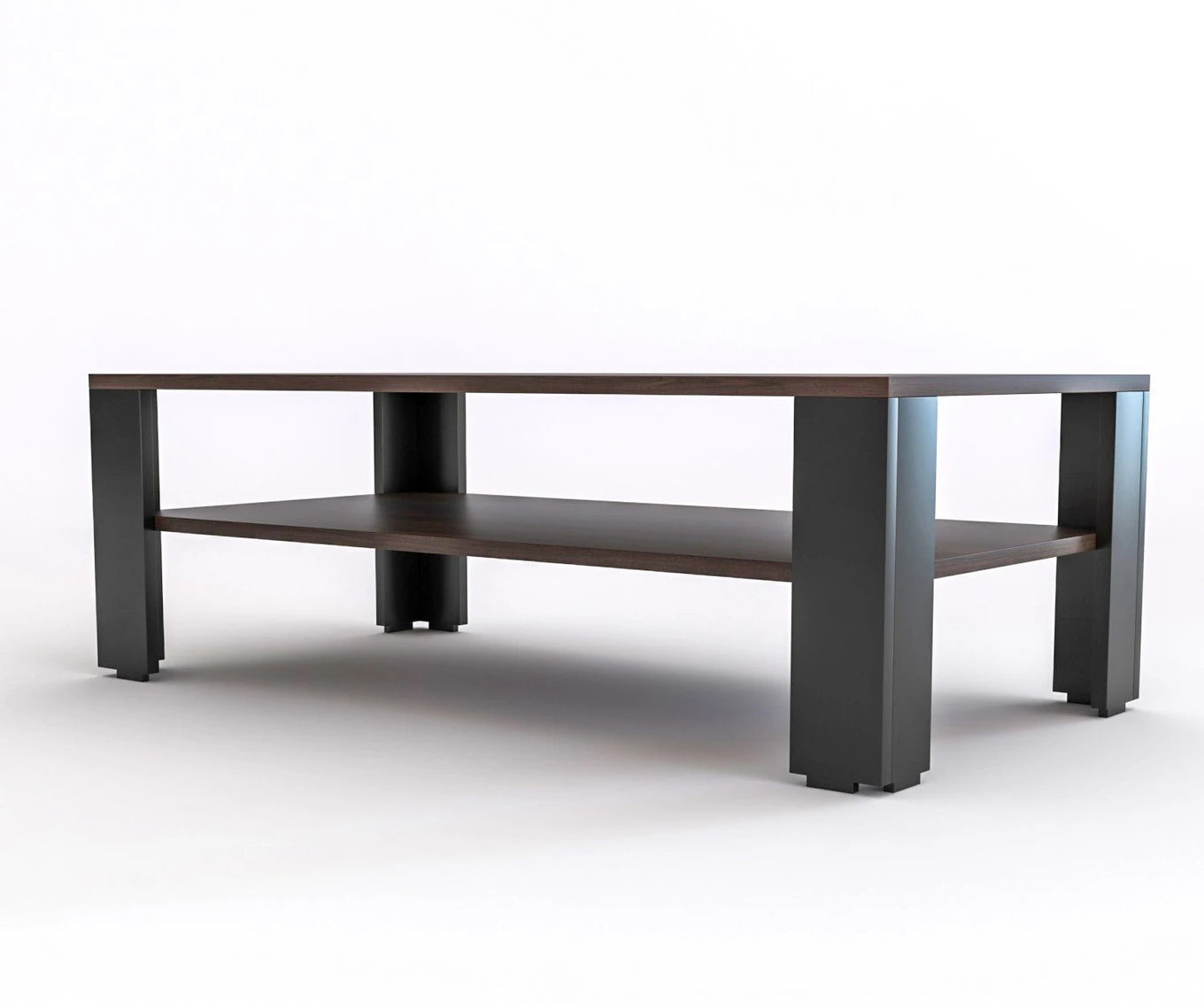 Modern Wooden Coffee Table with Open Storage Shelf