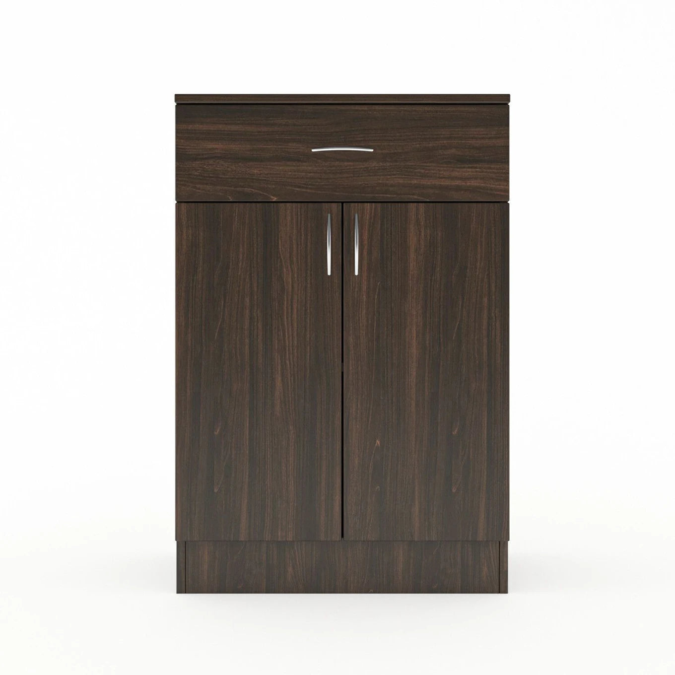 Modern Wooden Shoe Cabinet with Drawer & 2 Door Storage - Dark Walnut Finish