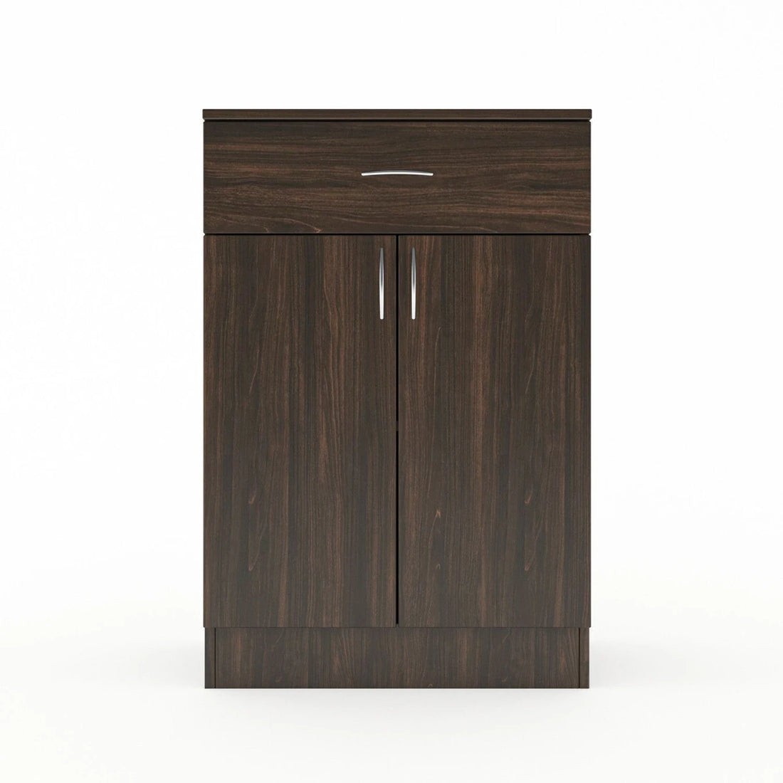 Modern Wooden Shoe Cabinet with Drawer & 2 Door Storage - Dark Walnut Finish